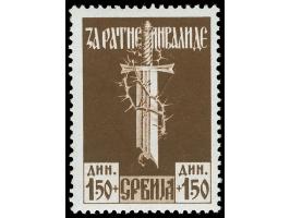 1943, Kriegsinvaliden 1,50 Din. schwarzsiena/siena, postfrisch, tadellos, sign. Krischke&nbsp;