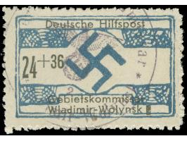 1944, Wladimir-Wolynsk 24 Pfg., Plattenfehler kleines “d” in Wladimir-Wolynsk, gestempelt, tadellos, Fotobefund Zirath BPP (2