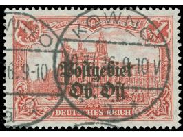 1916/18, Germania 1 M. dunkelbräunlichrot, 26:17 Zähnungslöcher, sauber gestempelt “KOWNO 30.11.16 9-10V", tadellos, sign. He