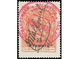 1916, Stadtwappen von Bialystok 25 Pfg. mit Namenszug, sauber gestempelt mit rotem Kreisstempel “Der deutsche Stadthauptmann 
