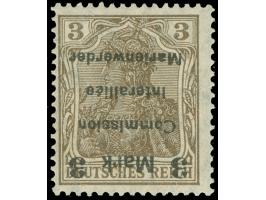 1920, Germania 3 Mark auf 3 Pfg. dunkelorangebraun, kopfstehender Aufdruck in Type AIIIa von Aufdruckfeld 28 der 1. Auflage, 