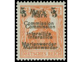 1920, Germania 5 Mark auf 7 ½ Pfg. rötlichorange, doppelter Aufdruck in Type AIIIb von Aufdruckfeld 27 der 1. Auflage, postfr