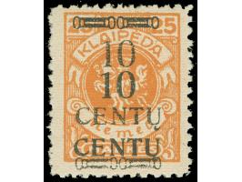 1923, 10 C. auf 25 M. lebhaftrötlichorange, gleichstarker Doppelaufdruck, postfrisch, tadellos, signiert, Fotobefund Prof. Dr