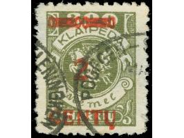 1923, 2 C. auf 300 M. oliv, doppelter Aufdruck, sauber gestempelt mit Bahnpoststempel “Pogegen-Schmalleningken”, tadellos, Fo