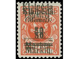 1923, 50 M. auf 25 C. dunkelzinnoberrot, gleichstarker doppelter Aufdruck und ein weiterer schwächerer Aufdruck, postfrisch, 