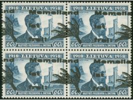 1939, 60 C. schwarzgraublau, Viererblock mit verschobenem Aufdruck, postfrisch, tadellos&nbsp;