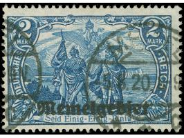 1920, Germania 2 M. dunkelblau, mit Plattenfehler “Krone links beschädigt sowie kleiner waagerechter Strich im E vom zweiten 