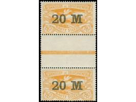 1922, Freimarke 20 M. auf 80 Pfg. gelblichorange, senkrechtes Zwischenstegpaar, postfrisch, tadellos, unsigniert, Fotobefund 