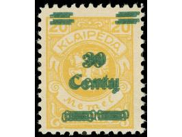 1923, Freimarke 30 C. auf 20 M. dunkelrötlichgelb, doppelter Aufdruck, sauber ungebraucht, tadellos, Fotobefund Huylmans BPP 
