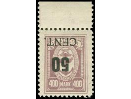 1923, Freimarke 50 C. auf 400 M. braunpurpur, Oberrandstück mit kopfstehendem Aufdruck, postfrisch (Oberrand kleine Haftstell