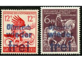 1945, Lokalausgabe Dorfstetten : Wiener Buchdruckaufdruck in blau auf Feldherrnhalle und Oldenburg, postfrisch, tadellos, sig