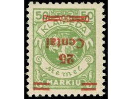 1923, Freimarken 25 C. auf 50 M. gelblichgrün, kopfstehender Aufdruck in Type I, sauber ungebraucht, tadellos, sign. Dr. Pete