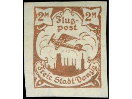 1923, Flugpost 2 M. braunorange, ungezähnter Probedruck ohne Rosettenunterdruck, Ausschnitt aus Kleinbogen, sauber ungebrauch