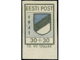 1941, Wappenschild 30 Kop., geschnitten, Type I, Probedruck, ohne Gummi, wie hergestellt, tadellos, sign. u. a. Nemvalz, EKei