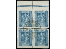 1920, I. Sarg-Ausgabe 25 Pfg. blau, oben ungezähnt als Oberrandviererblock, sauber gestempelt “MARIENWERDER (WESTPR.) b 11.7.