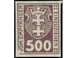 1923, Kleines Wappen von Danzig 500 M. dunkelviolettpurpur, ungezähnt, postfrisch, tadellos, sign. Richter, Kurzbefund Gruber