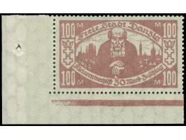 1923, Kleinrentnerhilfe 100 + 30 M. lebhaftlilabraun, linke untere Bogenecke mit Plattenfehler “linke Krone rechts unten gebr