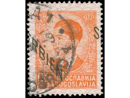 1941, Freimarke 0,50 Din. rotorange, nach links verschobener und geteilter Aufdruck, gestempelt “BEOGRAD 1 …”, tadellos, nich
