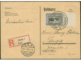 1929, Internationale philatelistische Ausstellung 25 Pfg. dunkelgraublau/schwarz, Oberrandstück mit Stempel “Internationale B