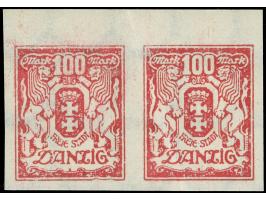 1923, Großes Wappen 100 M. lilarot, waagerechtes Oberrandpaar, ungezähnter Probedruck ohne Aufdruck, postfrisch, rechte Marke