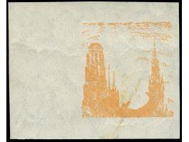 1921, Tuberkulose-Woche 30 Pfg., linkes Seitenrandstück, ungezähnter Phasendruck in ockerbraun, nur die Silhouette des Hinteg
