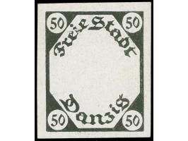 1921, Kleines Staatswappen 50 Pfg., ungezähnter Probedruck ohne Mittelstück, Schwarzdruck auf ungummiertem Kartonpapier, tade