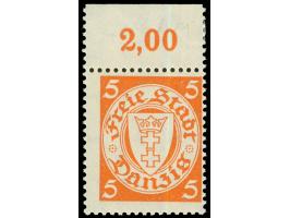 1935, Staatswappen im Oval 5 Pfg. rötlichorange, stehendes Wasserzeichen (Wz. 3X), Oberrandstück, postfrisch, Falzspur im Obe