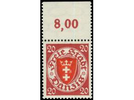 1924, Staatswappen im Oval 20 Pfg. dunkellilarot/zinnoberrot, Oberrandstück, postfrisch, tadellos, unsigniert, Kurzbefund Two