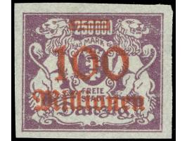 1923, Staatswappen 100 Mill. auf 250000 M., ungezähnter Probedruck, sauber ungebraucht, tadellos, Kurzbefund Gruber BPP (2010