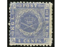 1872/73, 4 c. blue ultramarine, unused with part gum, variety ‘parts of sheet marginal watermark’, good perforation for this 