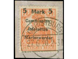 1920, Germania 5 M. auf 7 ½ Pfg. rötlichorange, Aufdruck Type BIaBI, sauber gestempelt “CHRISTBURG 27.6.20" auf Briefstück, t