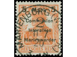 1920, Germania 5 M. auf 7 ½ Pfg. rötlichorange, Aufdruck Type BIbsBI, sauber gestempelt “MARIENBURG (WESTPR.) 2 11 7 20", tad