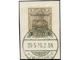 1920, Germania 3 M. auf 3 Pfg. dunkelorangebraun, Aufdruck Type AIa, kopfstehender Aufdruck, sauber gestempelt “Marienwerder 