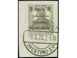 1920, Germania 2 M. auf 2 ½ Pfg. dunkelolivgrau, Aufdruck Type BIai, sauber gestempelt “MARIENBURG (WESTPR.) 1 c -9.6.20” auf