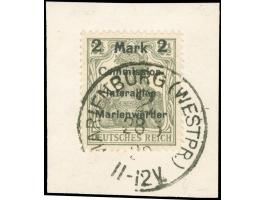 1920, Germania 2 M. auf 2 ½ Pfg. dunkelolivgrau, Aufdruck Type AIIIbBI, sauber gestempelt “MARIENBURG (WESTPR.) 2 28.5.20” au