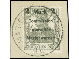 1920, Germania 2 M. auf 2 ½ Pfg. dunkelolivgrau, Aufdruck Type AIae, sauber gestempelt “MARIENBURG (WESTPR.) 2 8.6.20” auf Br