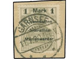 1920, Germania 1 M. auf 2 ½ Pfg. dunkelolivgrau, Aufdruck Type AIH, sauber gestempelt “GARNSEE 11.7.20” auf Briefstück, tadel
