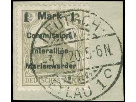1920, Germania 1 M. auf 2 ½ Pfg. dunkelolivgrau, Aufdruck Type AIHF, sauber gestempelt “DEUTSCH-EYLAU 1 c -3.7.20” auf Briefs