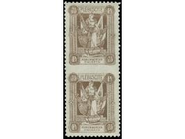 1920, 2. Mailänder Ausgabe 75 Pfg. schwärzlichrötlichbraun, senkrechtes Paar, Mitte ungezähnt, sauber ungebraucht, tadellos, 