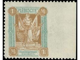 1920, 2. Mailänder Ausgabe 1 M. dunkelgrün/orangebraun, rechtes Seitenrandstück, dort ungezähnt, postfrisch, tadellos, sign. 