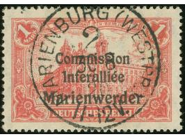 1920, Germania 1 M. dunkelrosa, mit Plattenfehler “untere Hälfte der Fahnenschnur am rechten Bildrand fehlt” (Feld 35), saube