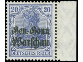 1916, Germania 20 Pfg. dunkelviolettblau, rechtes Seitenrandstück, postfrisch, tadellos, sign. Hey BPP&nbsp;