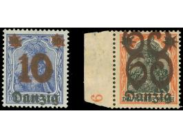 1920, Germania 10 auf 30 Pfg und 60 auf 30 Pfg., doppelter Aufdruck, sauber ungebraucht, tadellos