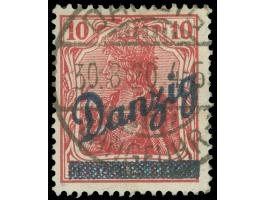 1920, Kleiner Innendienst 10 Pfg. dunkelrosarot, sauber und zeitgerecht gestempelt “DANZIG LANGFUHR 30.3.20”, tadellos, sign.