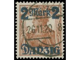1920, lebhaftlilagrauer Netzunterdruck, Spitzen nach unten, 2 M. auf 35 Pfg., sauber und zeitgerecht gestempelt “DANZIG 26.11