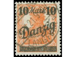 1920, Ohne Netzunterdruck: 10 M. auf 7 ½ Pfg., sauber und zeitgerecht gestempelt “DANZIG LANGFUHR 29.11.21”, tadellos, sign. 
