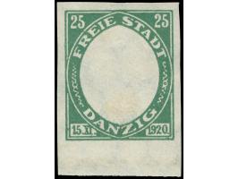 1921, Kogge 25 Pfg., undurchstochener Phasendruck nur des Rahmens in grün, Unterrandstück, postfrisch, tadellos, sign. Kniep 