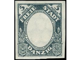 1921, Kogge 5 M., undurchstochener Phasendruck nur des Rahmens in blauschwarz, postfrisch, tadellos, sign. Kniep BPP
