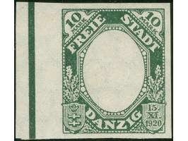 1921, Kogge 10 M., undurchstochener Phasendruck nur des Rahmens in schwarzgraugrün, linkes Seitenrandstück, postfrisch, tadel