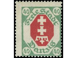 1921, Kleines Staatswappen 40 Pfg. dunkelgelblichgrün/karminrot, mit kopfstehendem Mittelstück, postfrisch, tadellos, sing. R